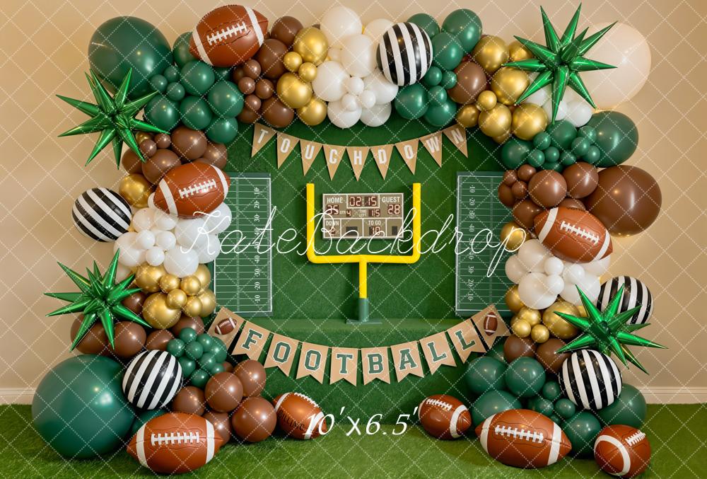 Kate Football Touchdown Balloons Green Fleece Backdrop Designed by Emetselch - Image 2