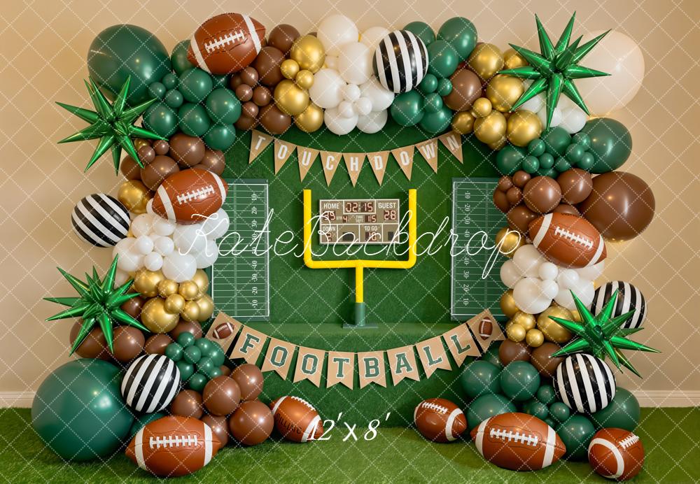 Kate Football Touchdown Balloons Green Fleece Backdrop Designed by Emetselch - Image 4