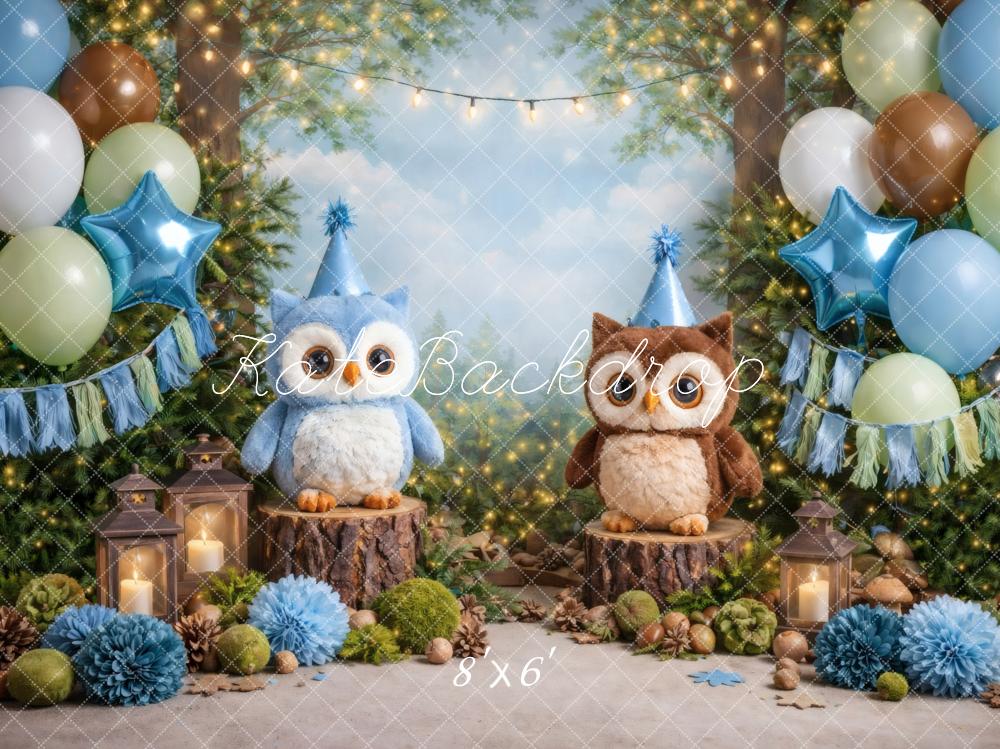 Kate Forest Cake Smash Owls Balloons Backdrop Designed by Vertigo Productions - Image 3