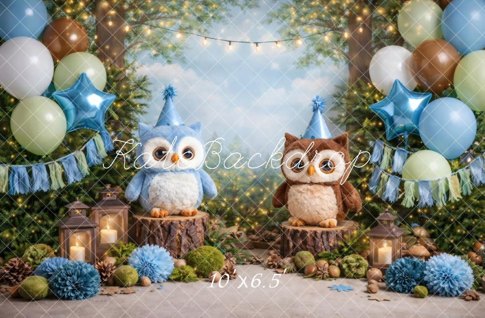 Kate Forest Cake Smash Owls Balloons Backdrop Designed by Vertigo Productions - Image 4