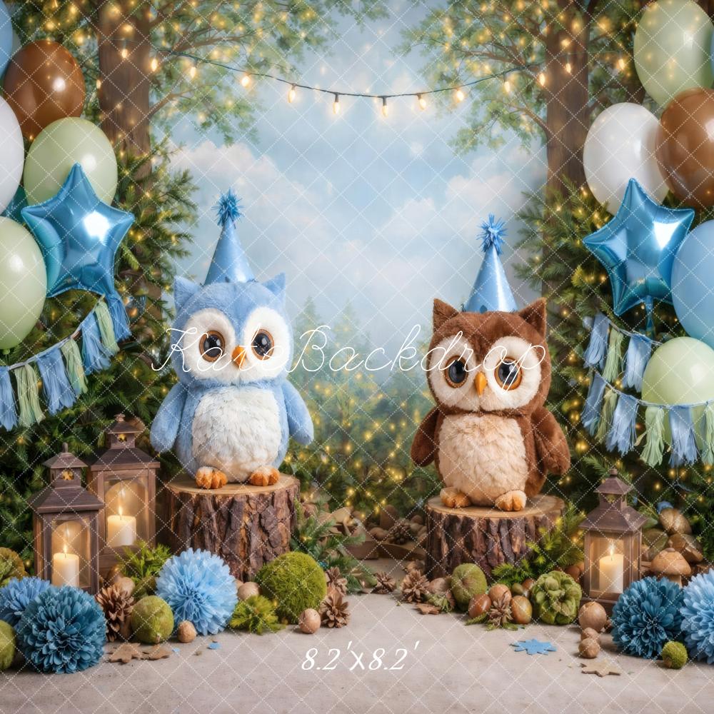 Kate Forest Cake Smash Owls Balloons Backdrop Designed by Vertigo Productions - Image 5