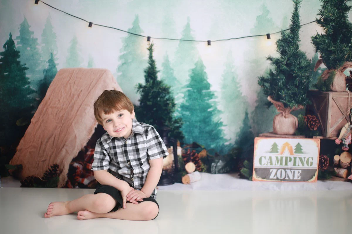 Kate Forest Camping Tent and Lamp Children Summer Backdrop for Photography Designed by Megan Leigh Photography - Image 4
