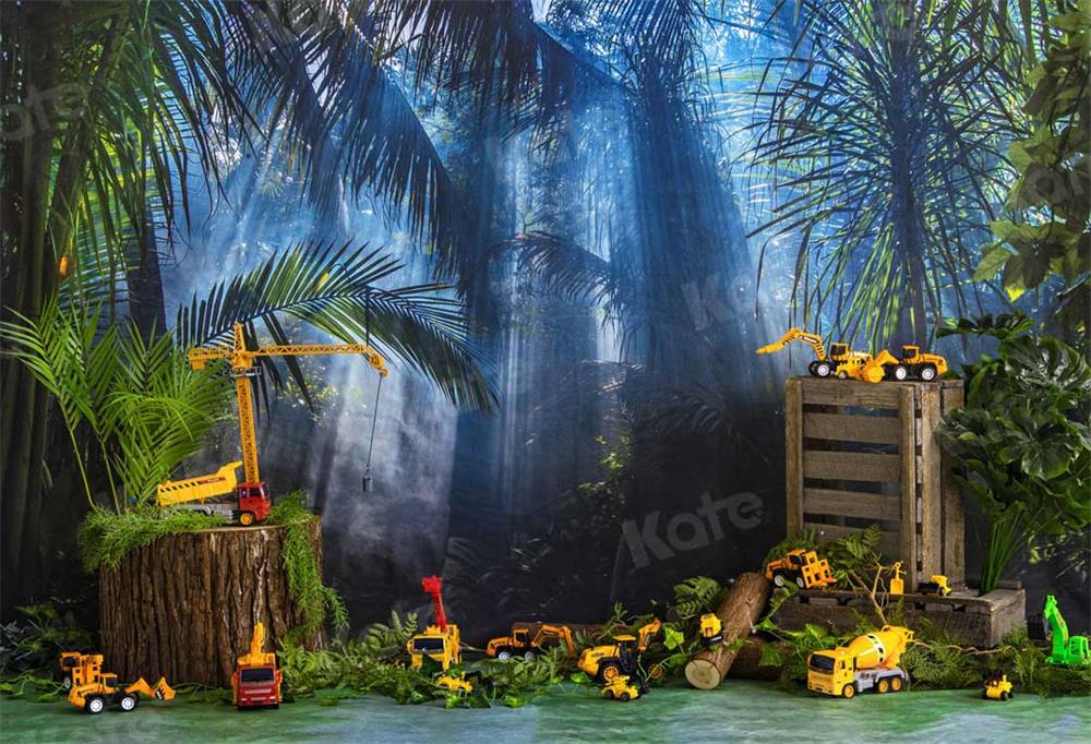 Kate Forest Construction Excavator Boy Backdrop for Photography