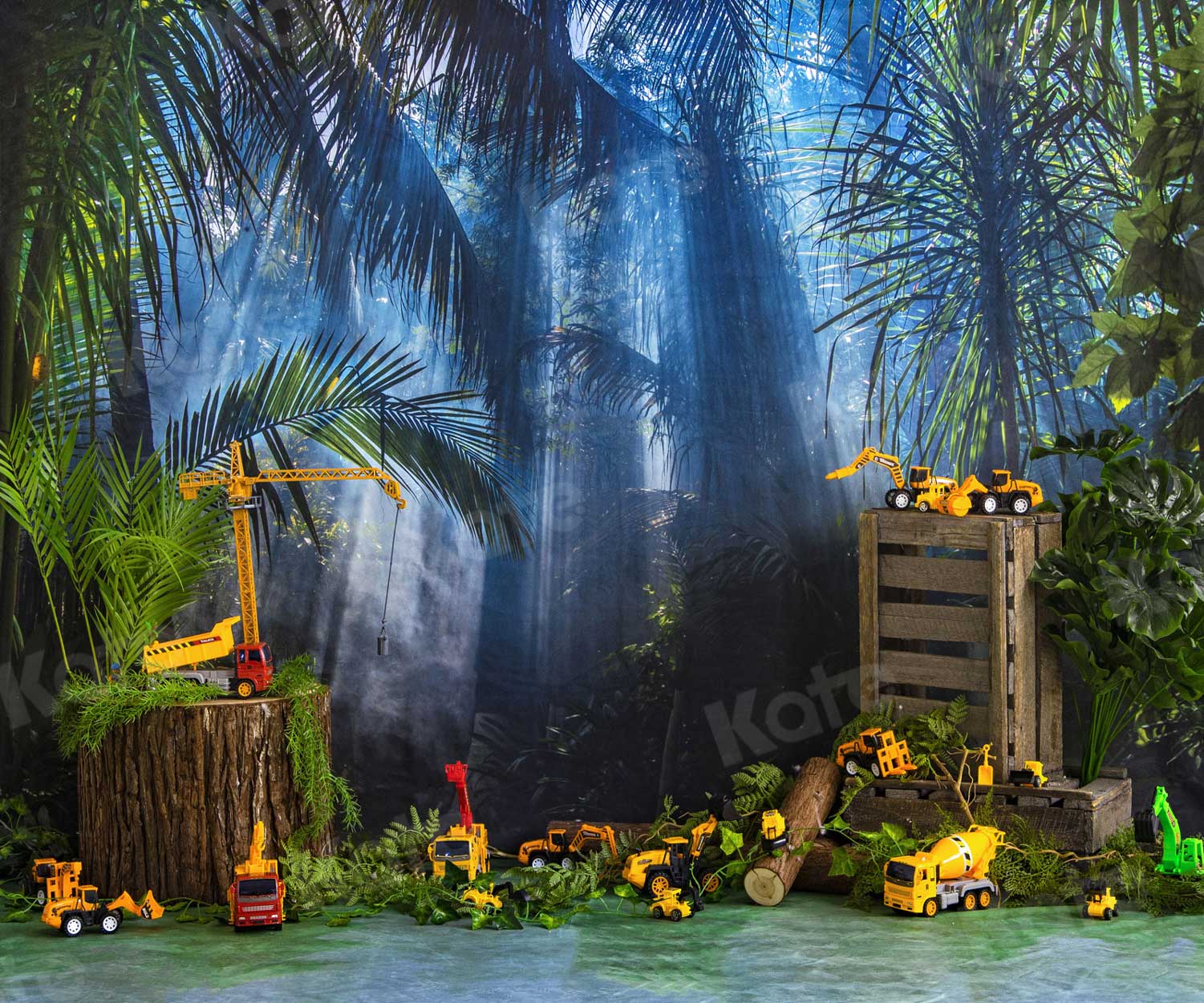 Kate Forest Construction Excavator Boy Backdrop for Photography - Image 3