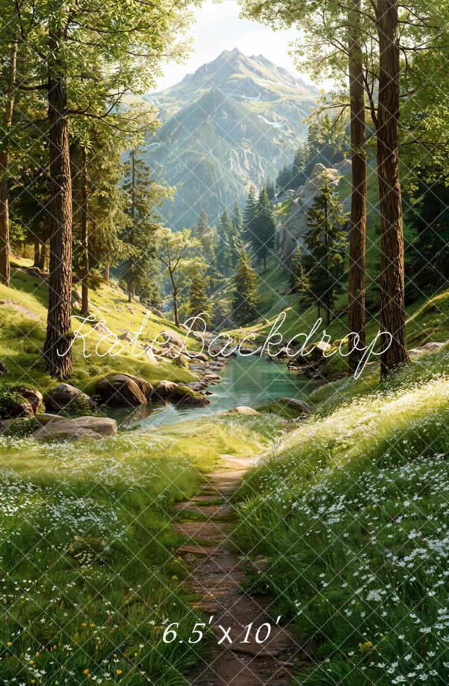 Kate Forest Mountain River Path Fleece Backdrop Designed by Emetselch - Image 2