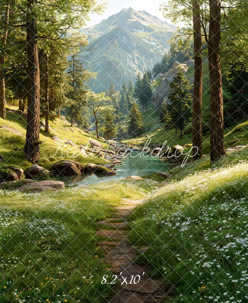 Kate Forest Mountain River Path Fleece Backdrop Designed by Emetselch - Image 3