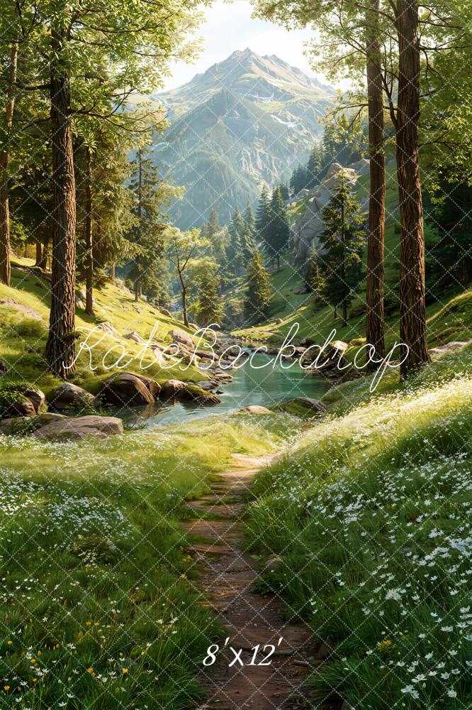 Kate Forest Mountain River Path Fleece Backdrop Designed by Emetselch - Image 4