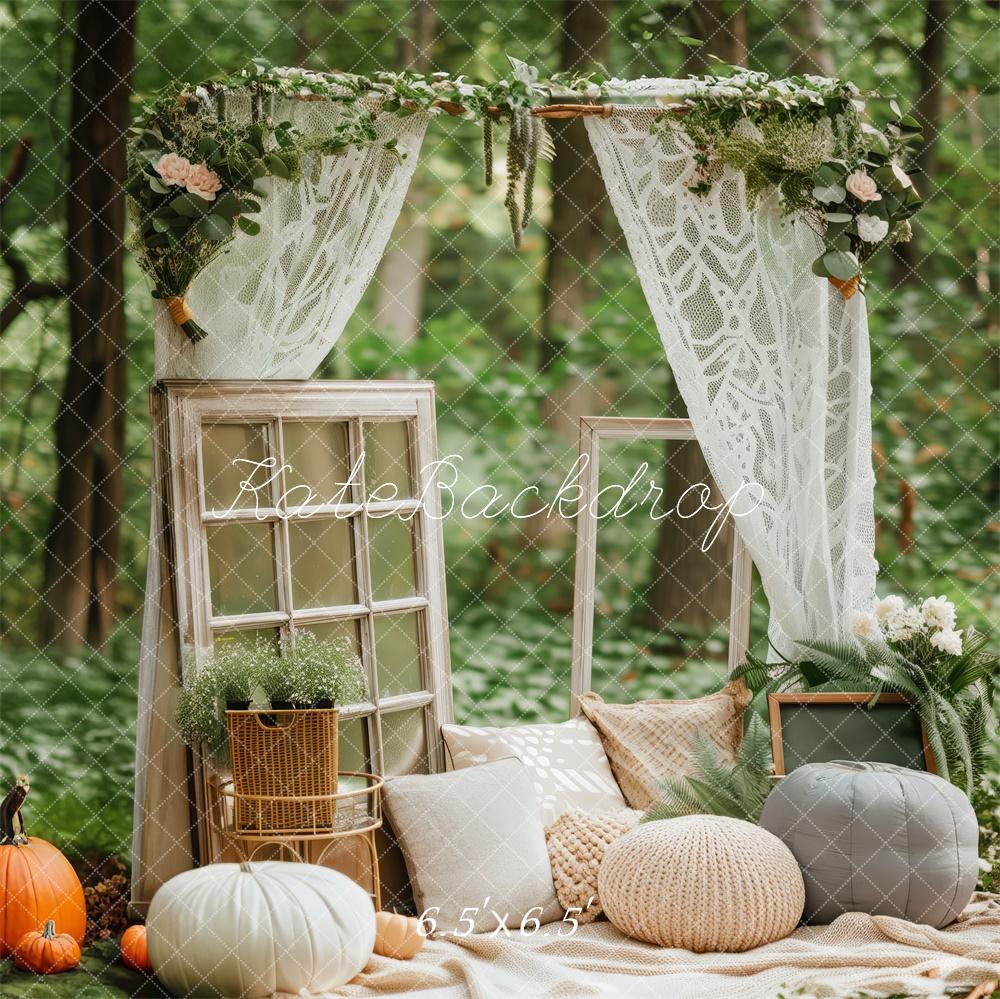 Kate Forest Nook Vintage Windows Pumpkins Backdrop Designed by Patty Robert - Image 2