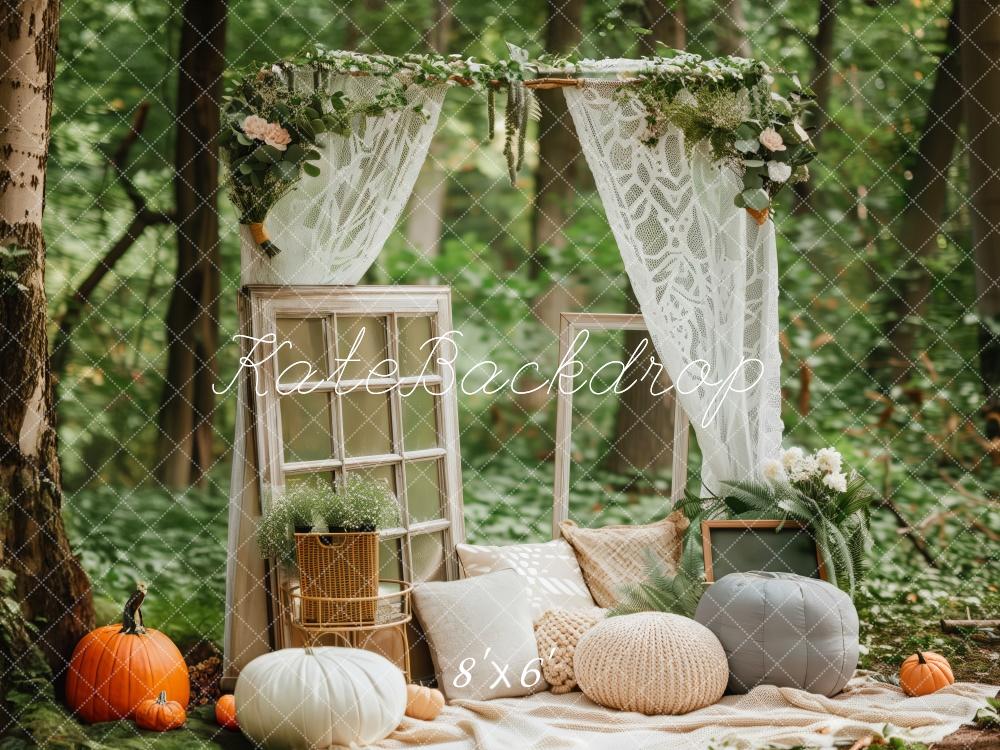 Kate Forest Nook Vintage Windows Pumpkins Backdrop Designed by Patty Robert - Image 3