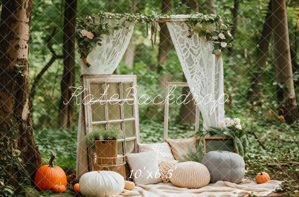 Kate Forest Nook Vintage Windows Pumpkins Backdrop Designed by Patty Robert - Image 4