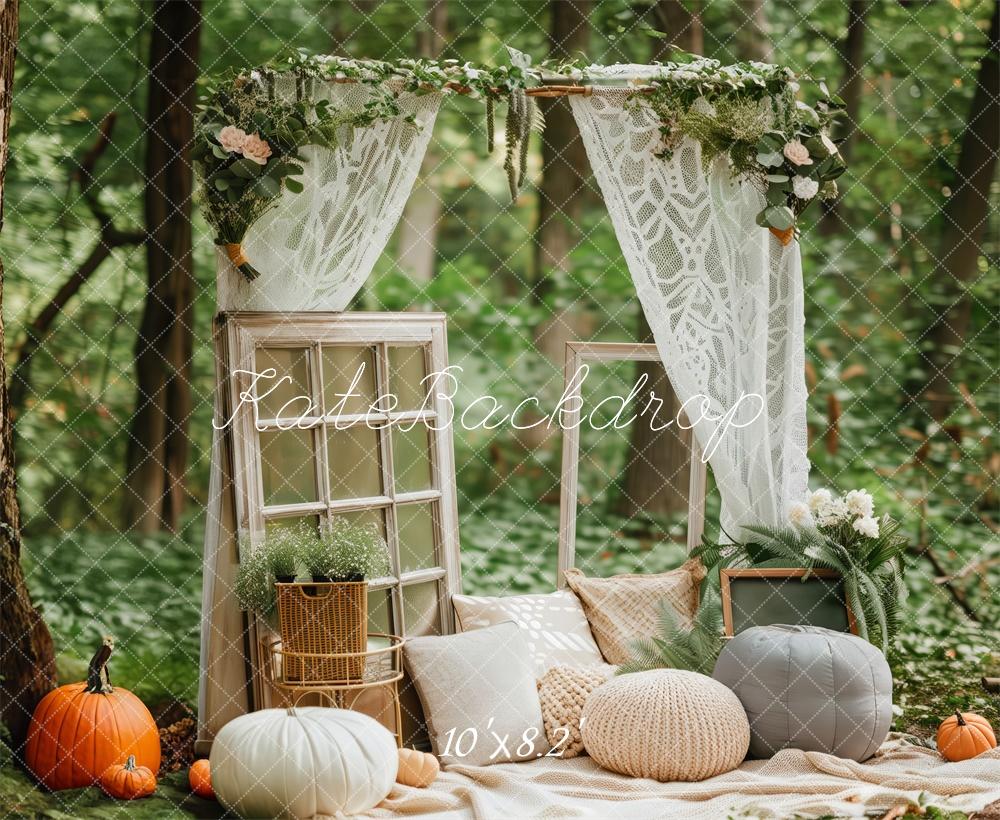 Kate Forest Nook Vintage Windows Pumpkins Backdrop Designed by Patty Robert - Image 5