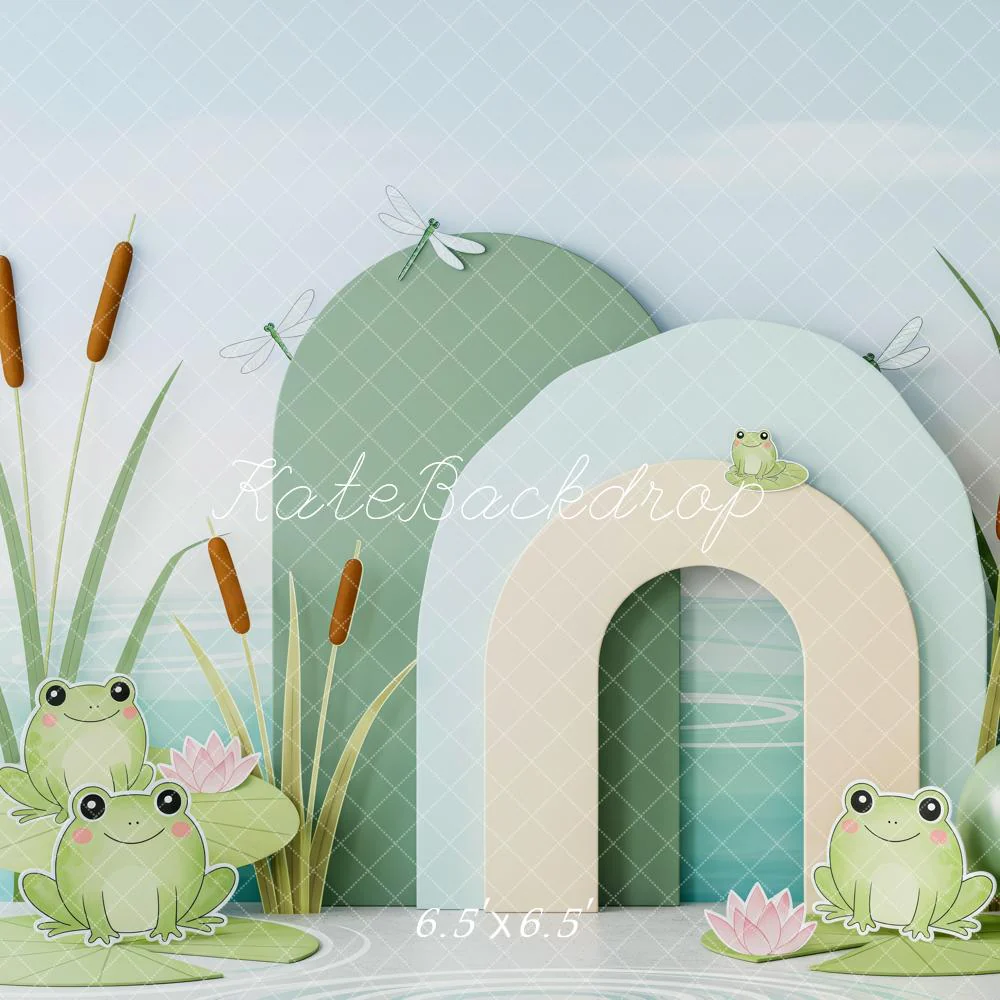 Kate Frog Lily Pads Reeds Pastel Backdrop Designed by Patty Robert - Image 2