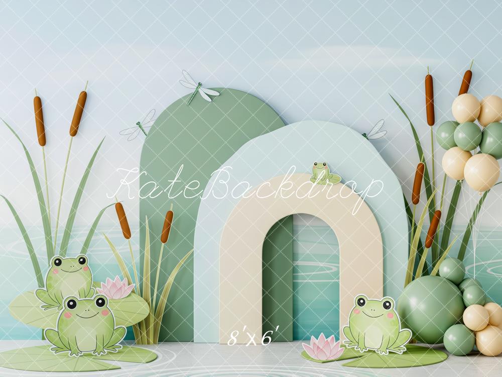 Kate Frog Lily Pads Reeds Pastel Backdrop Designed by Patty Robert - Image 3