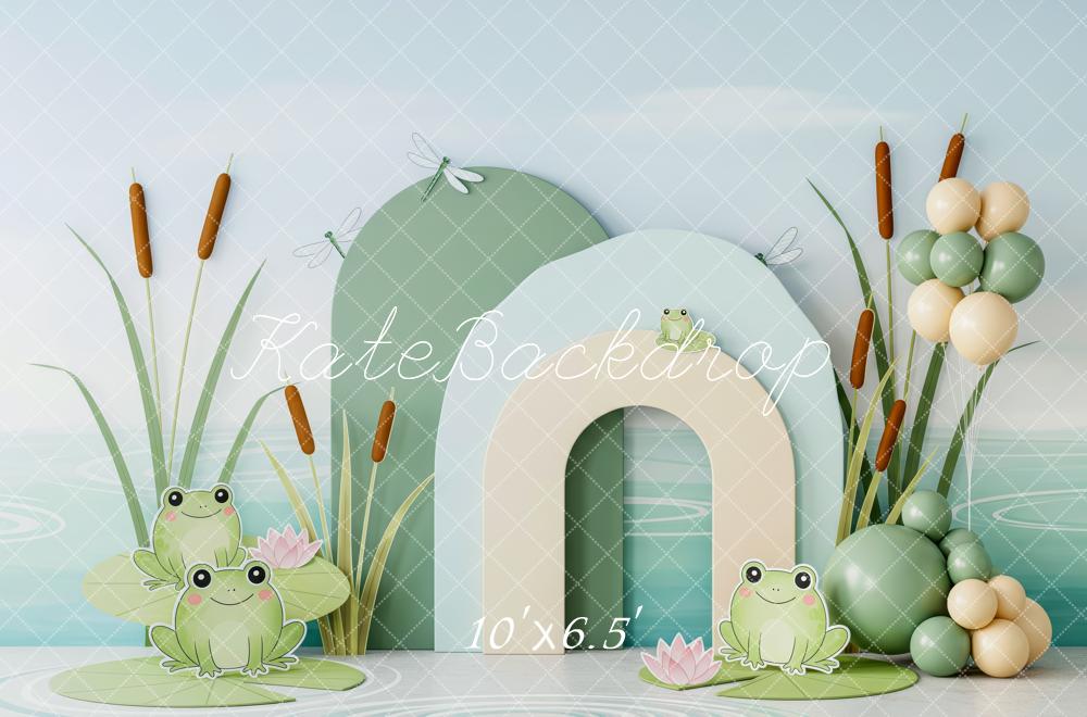 Kate Frog Lily Pads Reeds Pastel Backdrop Designed by Patty Robert - Image 4