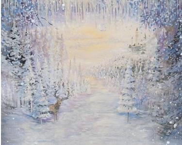 Kate Frozen Forest Deer Winter Painting Backdrop For Children Christmas Photography - Image 4