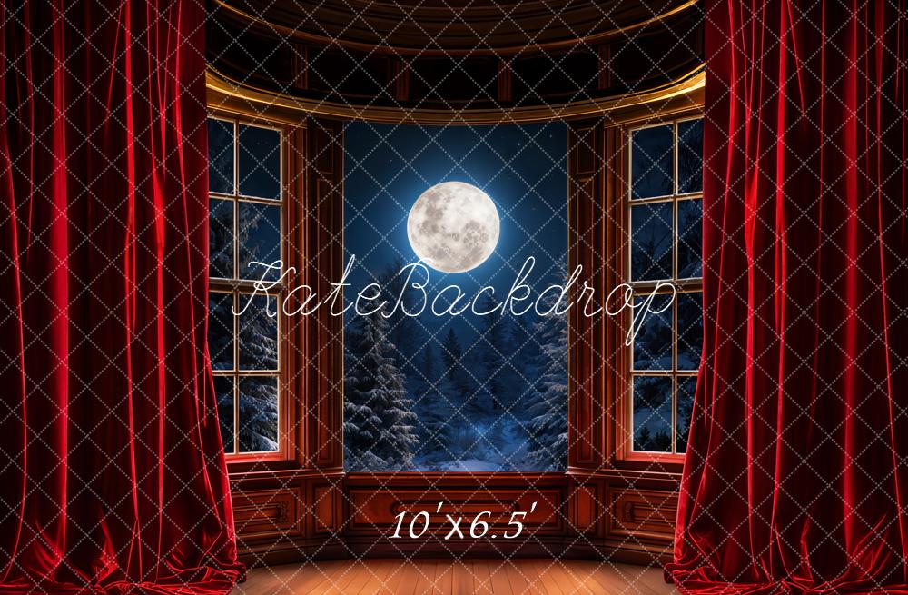 Kate Full Moon Bay Window Red Curtains Backdrop Designed by Emetselch - Image 4