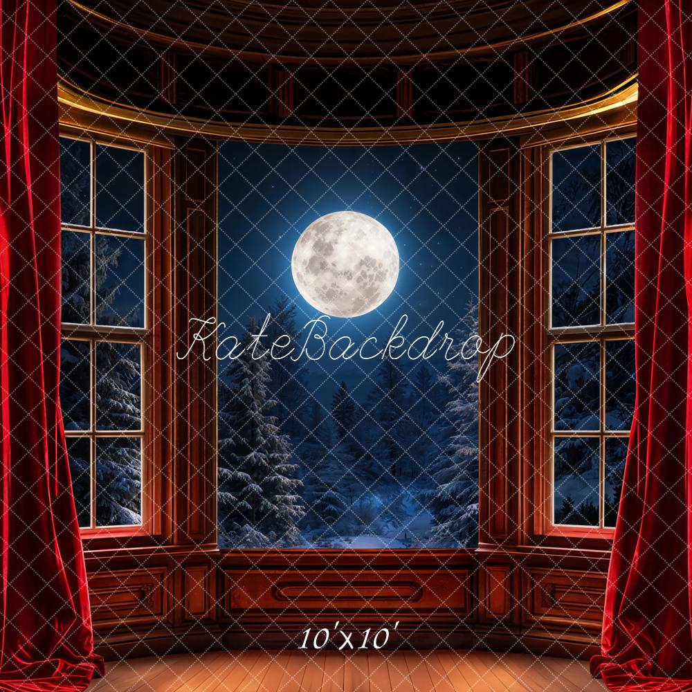 Kate Full Moon Bay Window Red Curtains Backdrop Designed by Emetselch - Image 7