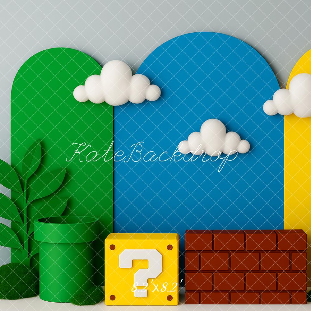 Kate Game Pipes Block Brick Clouds Backdrop Designed by Patty Robert - Image 5