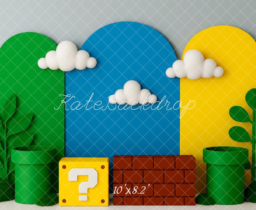 Kate Game Pipes Block Brick Clouds Backdrop Designed by Patty Robert - Image 6