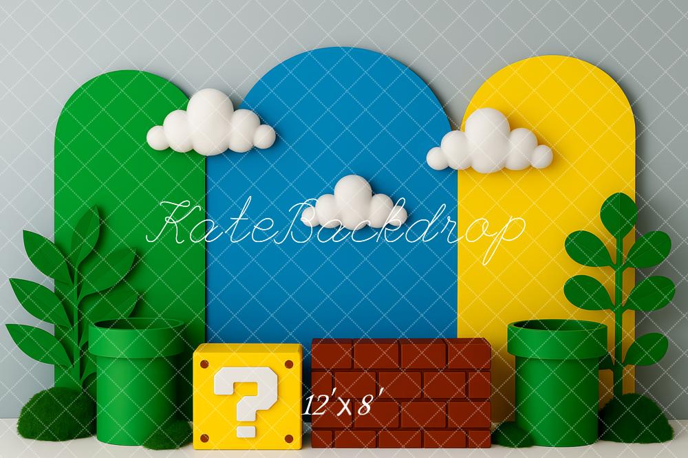 Kate Game Pipes Block Brick Clouds Backdrop Designed by Patty Robert - Image 8