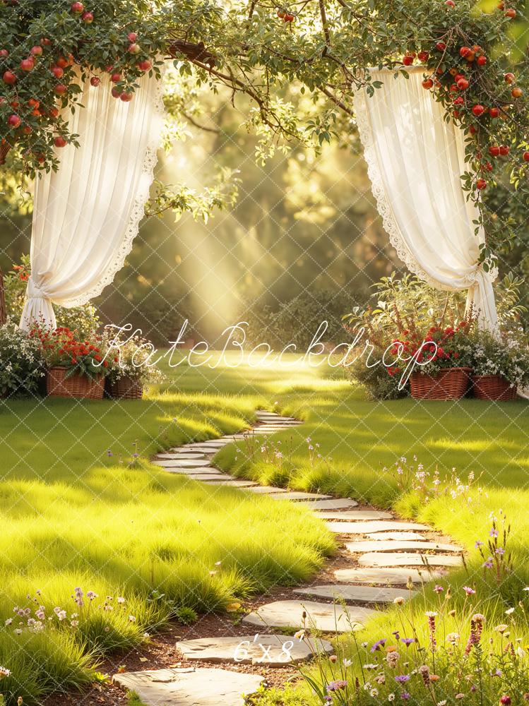 Kate Garden Arch Apple Tree Curtains Fleece Backdrop Designed by Emetselch