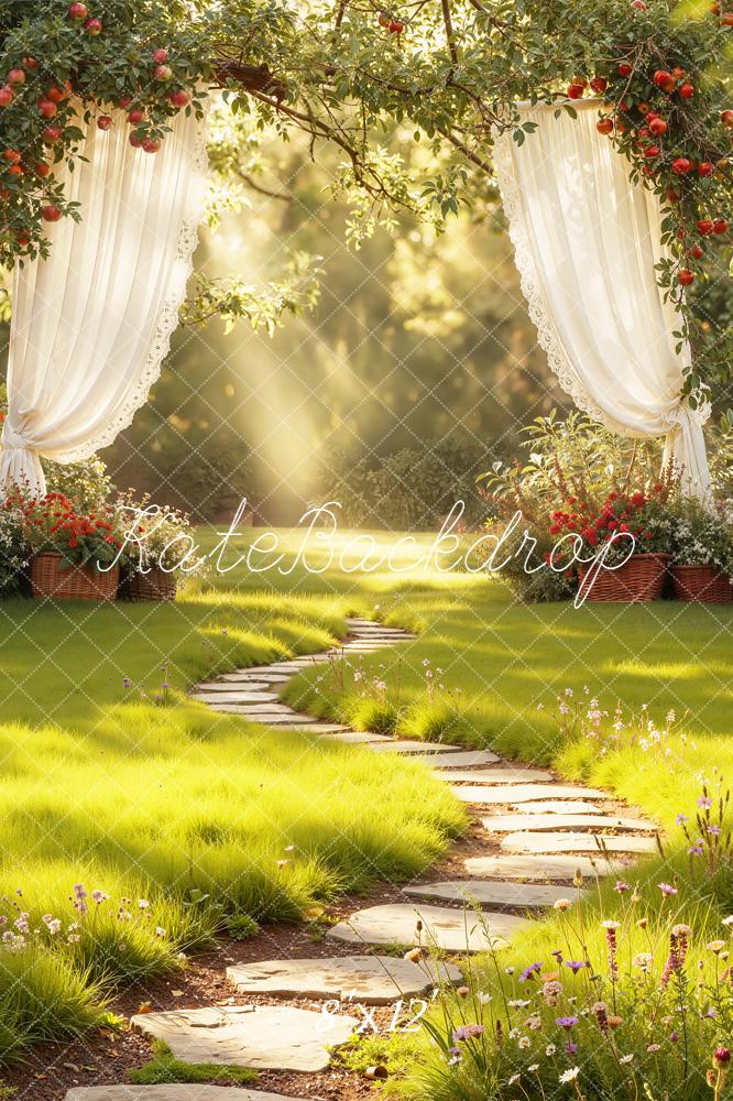Kate Garden Arch Apple Tree Curtains Fleece Backdrop Designed by Emetselch - Image 4