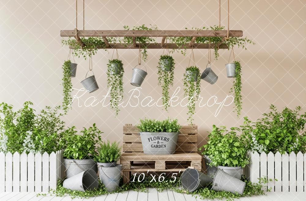 Kate Spring Bench Wooden Pallet Hanging Plants Backdrop Designed by Patty Robert - Image 4