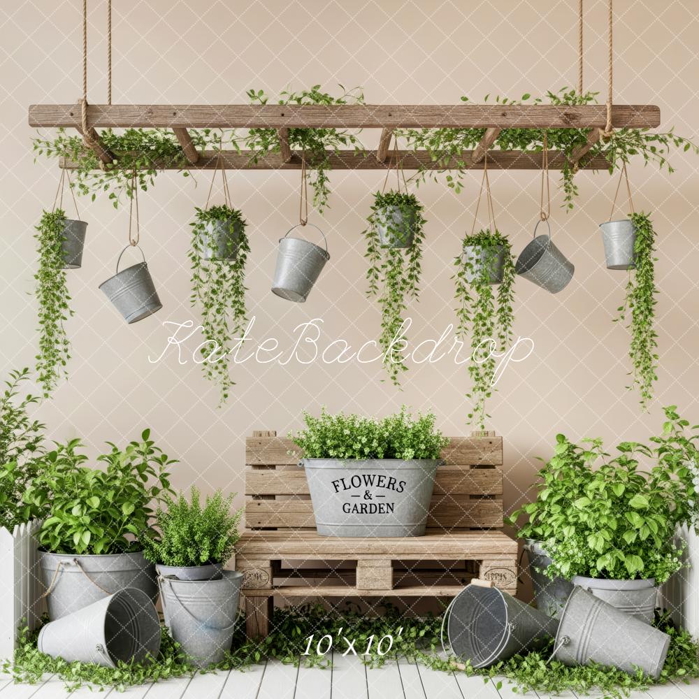 Kate Spring Bench Wooden Pallet Hanging Plants Backdrop Designed by Patty Robert - Image 7