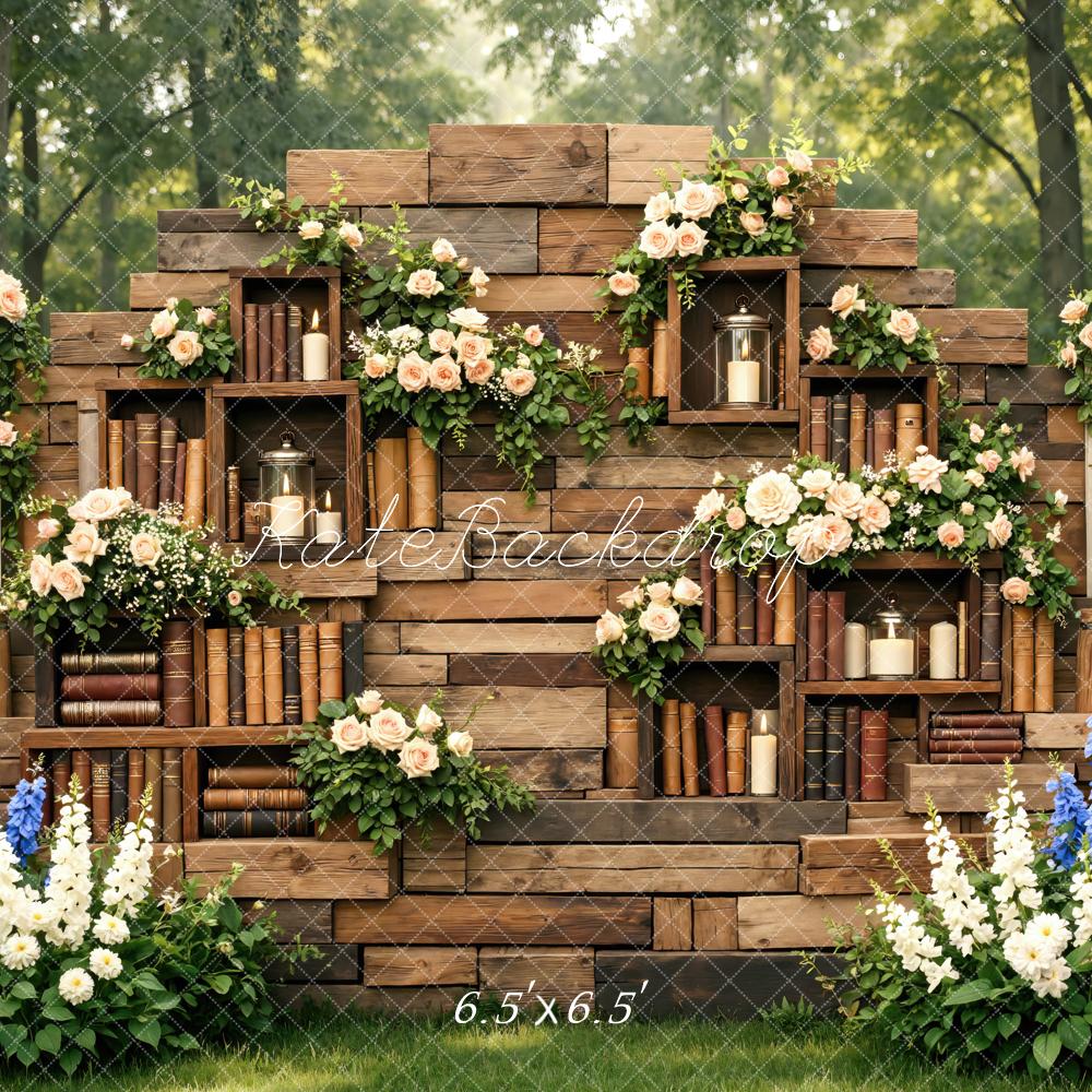 Kate Garden Books Florals Rustic Wood Backdrop Designed by Mini MakeBelieve - Image 2