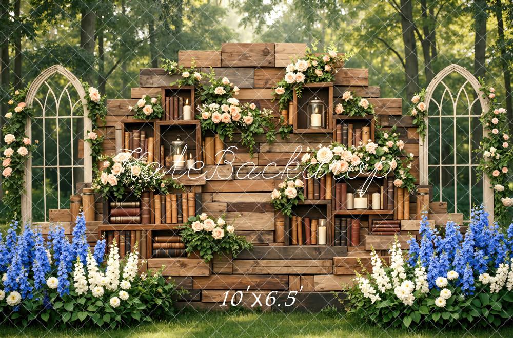 Kate Garden Books Florals Rustic Wood Backdrop Designed by Mini MakeBelieve - Image 4
