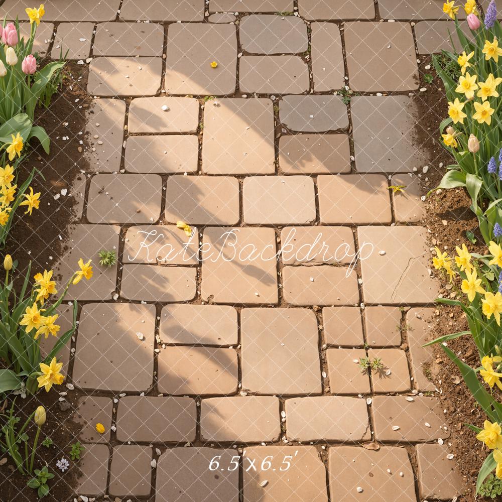 Kate Garden Stone Path Tulips Daffodils Floor Backdrop Designed by Kate Image - Image 2