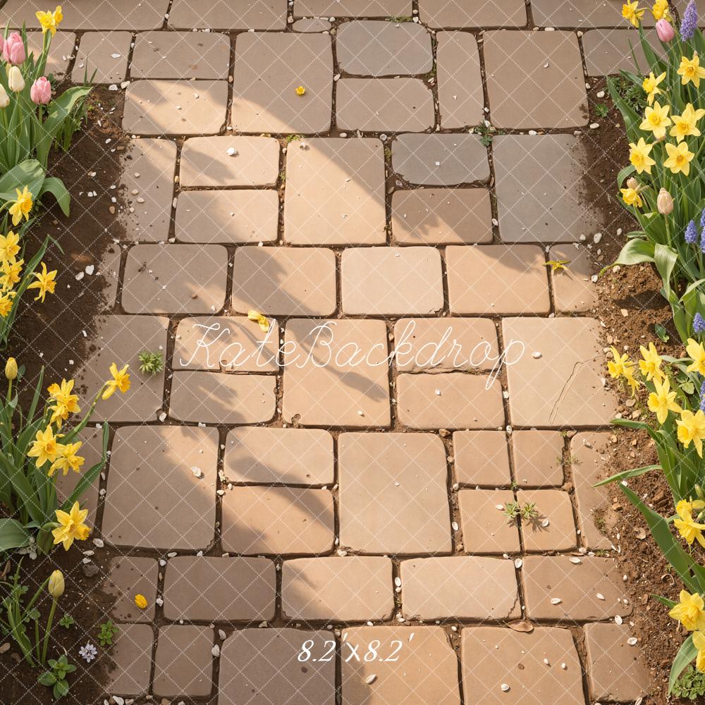 Kate Garden Stone Path Tulips Daffodils Floor Backdrop Designed by Kate Image - Image 5