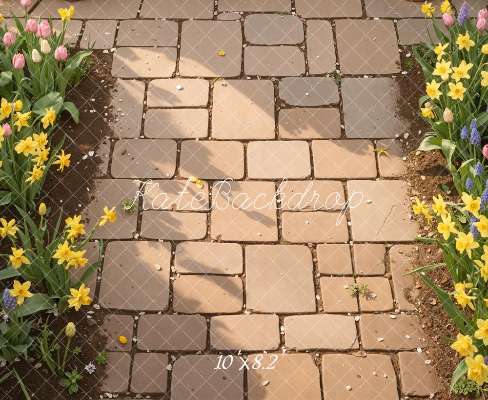 Kate Garden Stone Path Tulips Daffodils Floor Backdrop Designed by Kate Image - Image 6