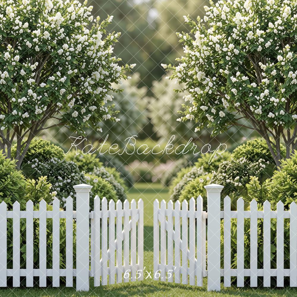 Kate Garden White Fence Greenery Backdrop Designed by Mini MakeBelieve - Image 2