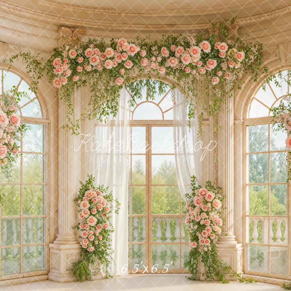 Kate Garland Pink Roses Window Columns Backdrop Designed by Emetselch - Image 4