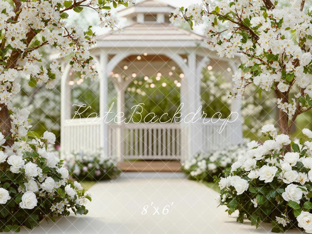 Kate Spring Gazebo White Flowers Trees Backdrop Designed by Emstselch - Image 3