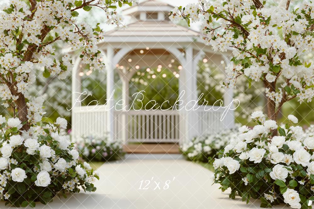 Kate Spring Gazebo White Flowers Trees Backdrop Designed by Emstselch - Image 8