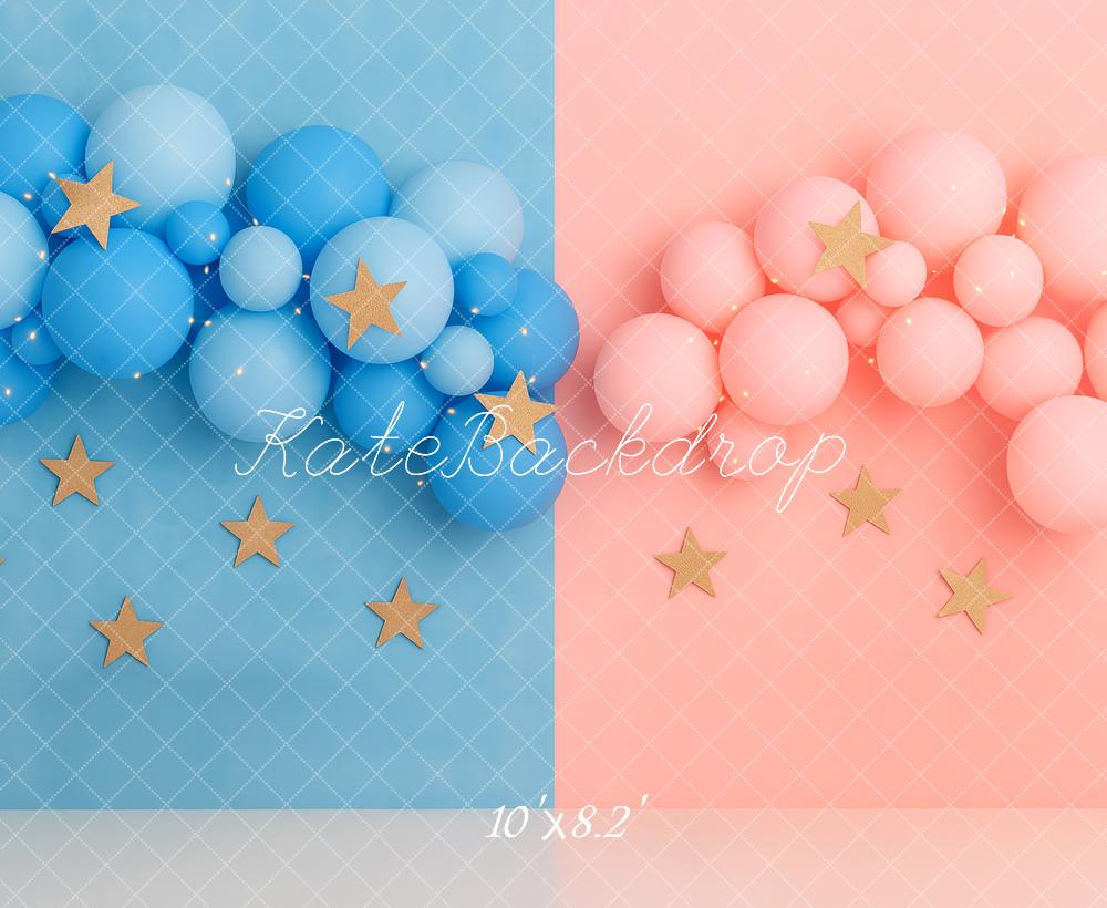 Kate Gender Reveal Blue Pink Balloon Stars Backdrop Designed by Patty Robert - Image 5