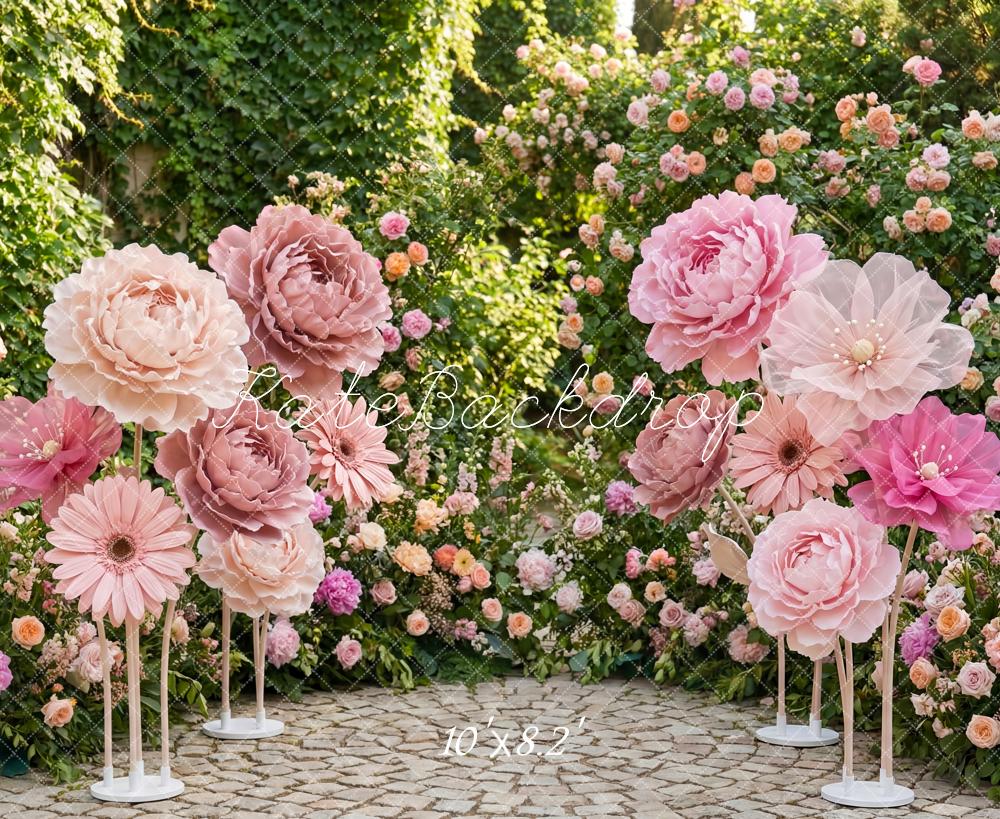 Kate Giant Pink Flowers Garden Backdrop Designed by Patty Robert - Image 6