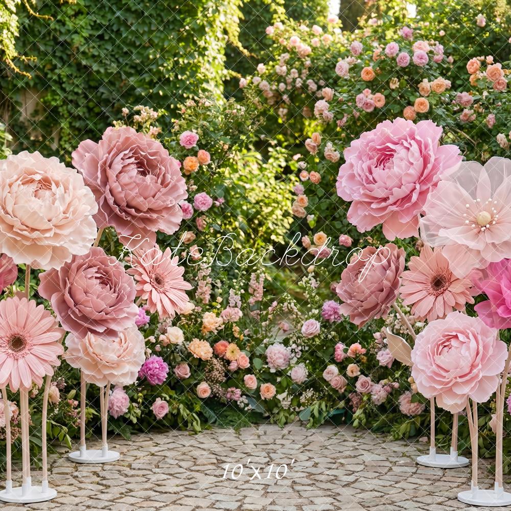 Kate Giant Pink Flowers Garden Backdrop Designed by Patty Robert - Image 7