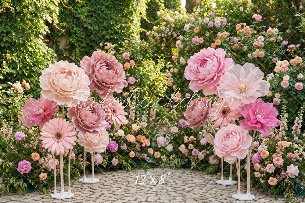 Kate Giant Pink Flowers Garden Backdrop Designed by Patty Robert - Image 8