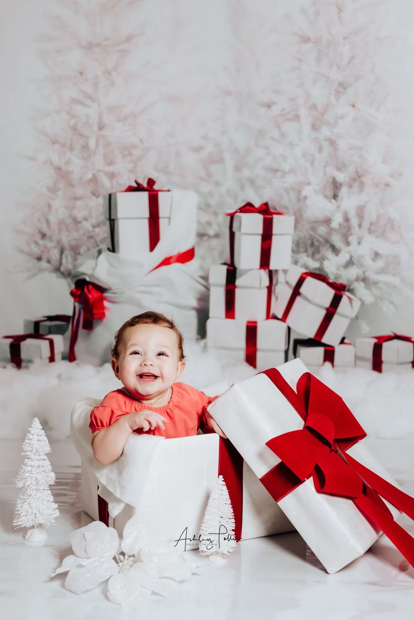 Kate Gift And Snow Tree Backdrop for Christmas Photography - Image 4