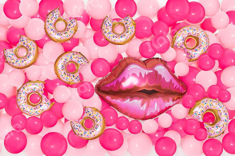 Kate Girly Pink Balloon Cake Smash Backdrop Designed by Emetselch - Image 4
