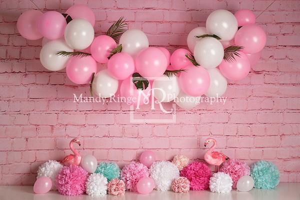 Kate Girly Pink Flamingos Children Backdrop for Photography Designed by Mandy Ringe Photography - Image 2