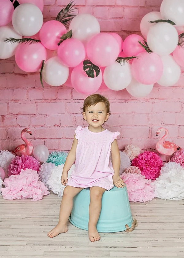 Kate Girly Pink Flamingos Children Backdrop for Photography Designed by Mandy Ringe Photography - Image 3