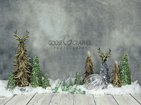 Kate Glamour Green Christmas Abstract Backdrop Designed by Amanda Moffatt