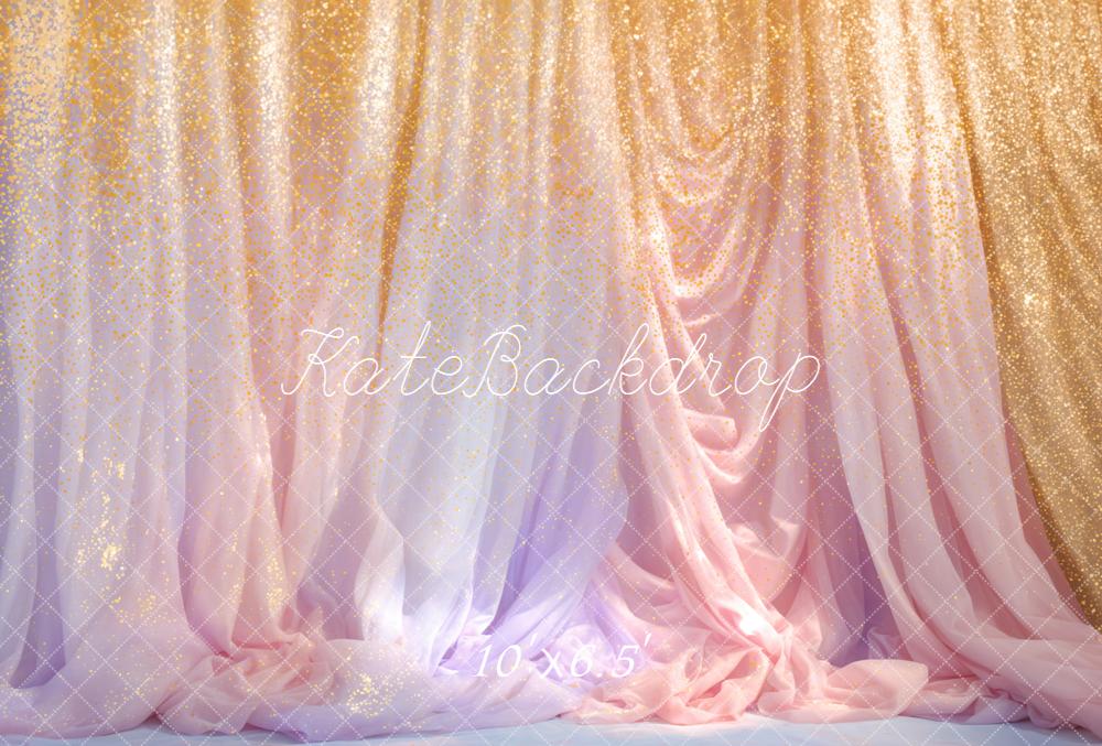 Kate Glitter Gradient Draped Curtains Fleece Backdrop Designed by Emetselch - Image 2