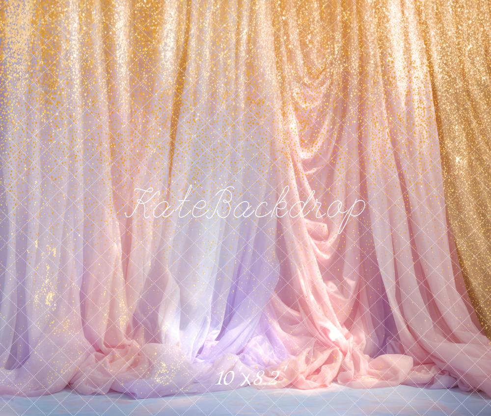 Kate Glitter Gradient Draped Curtains Fleece Backdrop Designed by Emetselch - Image 3