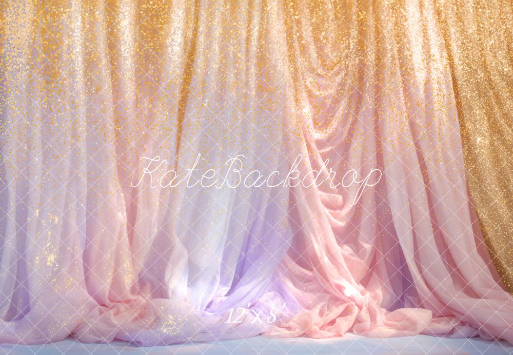 Kate Glitter Gradient Draped Curtains Fleece Backdrop Designed by Emetselch - Image 4