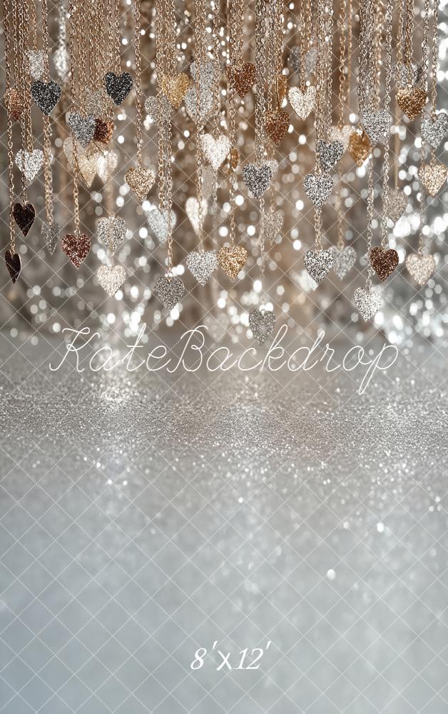 Kate Glitter Heart Chains Bokeh Fleece Backdrop Designed by Emstselch - Image 4